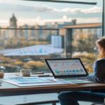 Business owner reviewing analytics on laptop while researching how to choose a digital marketing agency