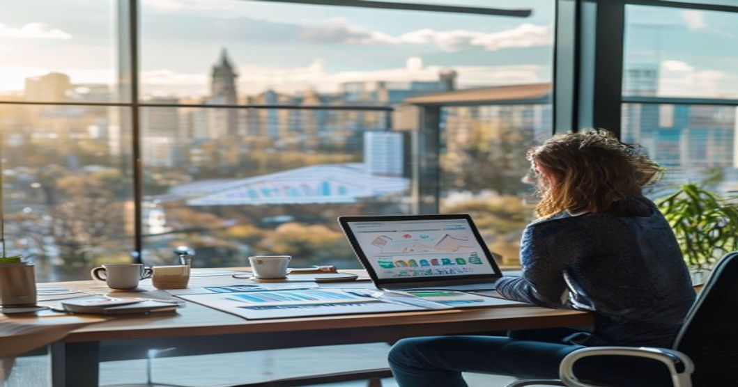 Business owner reviewing analytics on laptop while researching how to choose a digital marketing agency