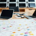 West Midlands map with digital marketing strategy notes and laptops