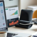 Laptop with data dashboards for a data-driven digital marketing approach